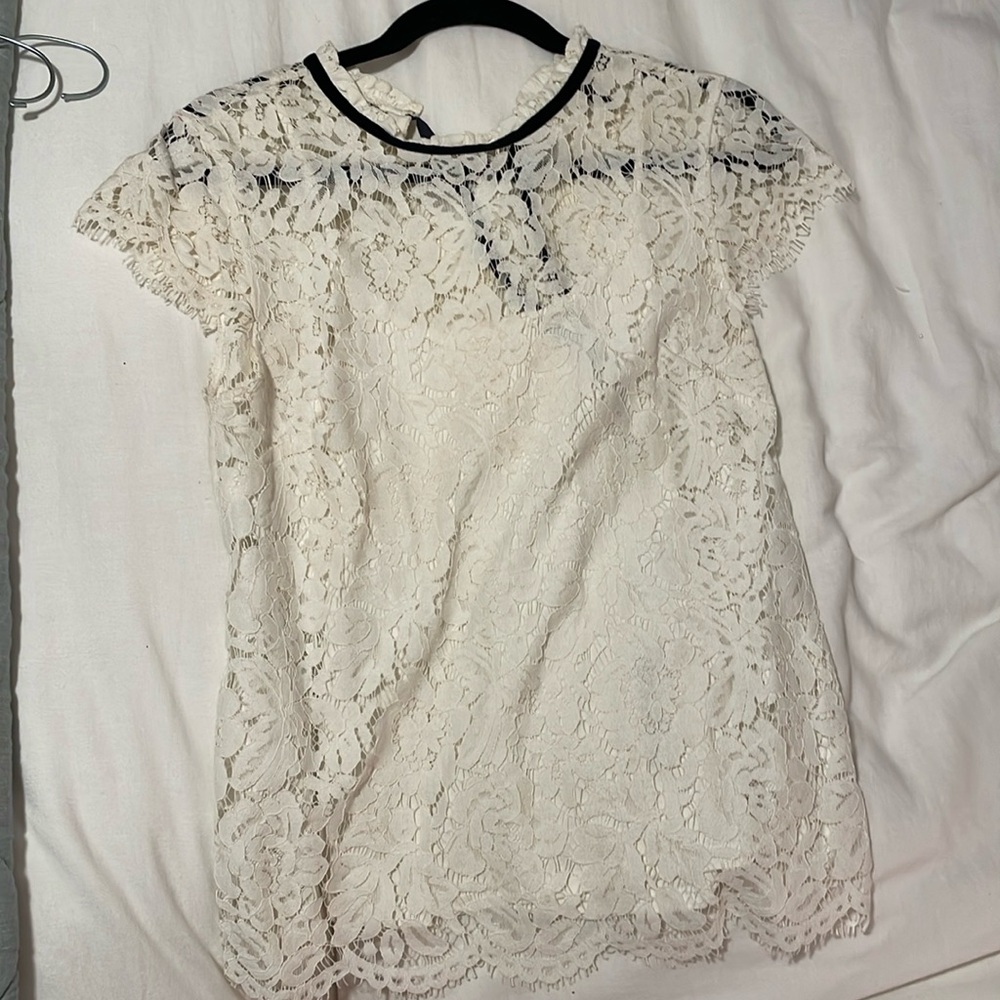 White House Black Market white lace top